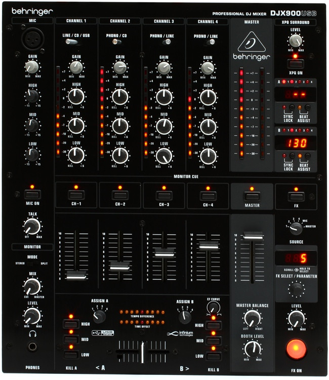 Behringer djx900usb professional 5ch usb dj mixer controller